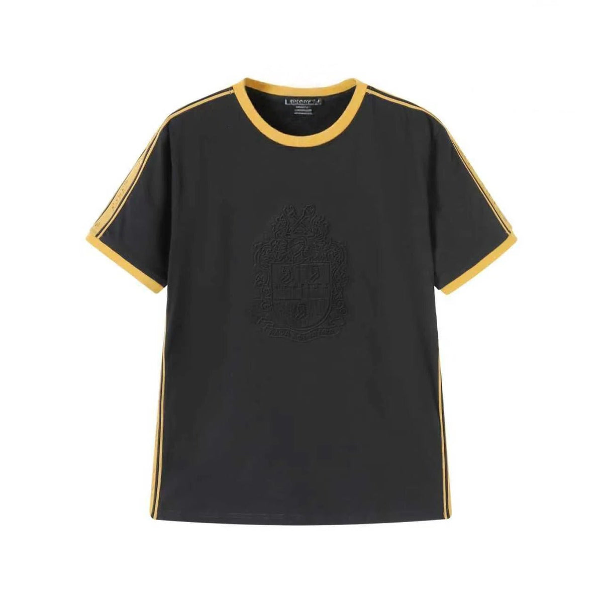 Alpha Black Tapered Premium Crest Shirt 3 - Pack – Luxury Embossed Tonal Athletic Bundle (True to Size)