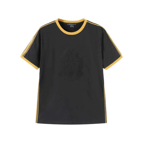 Alpha Black Tapered Premium Crest Shirt 3 - Pack – Luxury Embossed Tonal Athletic Bundle (True to Size)