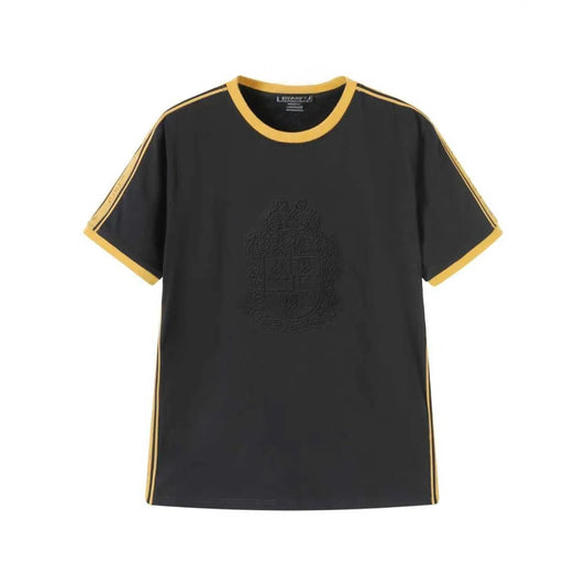 Alpha Black Tapered Premium Crest Shirt 3 - Pack – Luxury Embossed Tonal Athletic Bundle (True to Size)