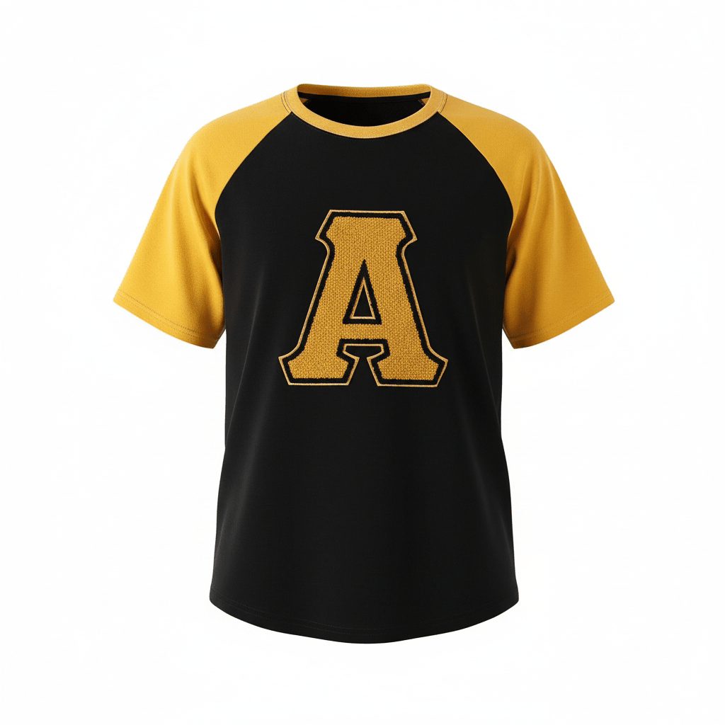 Alpha Gold Big A Premium Raglan T-Shirt 3 - Pack – Luxury Chenille Embroidered Black & Old Gold Bundle (True to Size)
