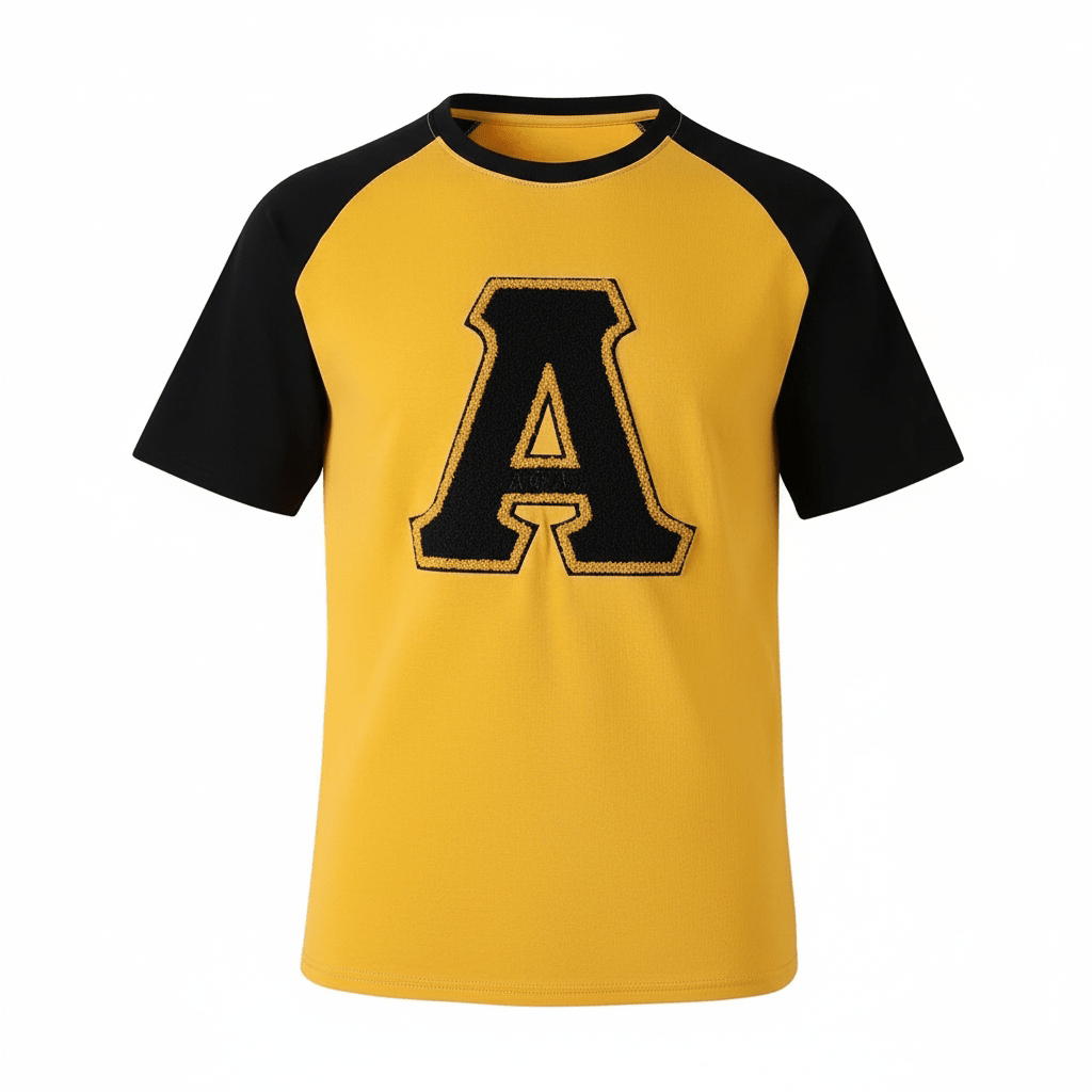 Alpha Gold Big A Premium Raglan T-Shirt 5 - Pack – Luxury Chenille Embroidered Black & Old Gold Bundle (True to Size)