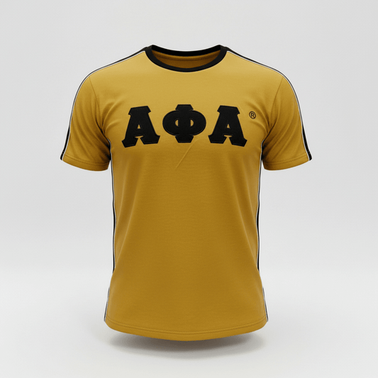 Alpha Gold Pharaoh Premium Shirt 5 - Pack – Luxury Embroidered Tipped Cotton Ringer Bundle (True to Size)