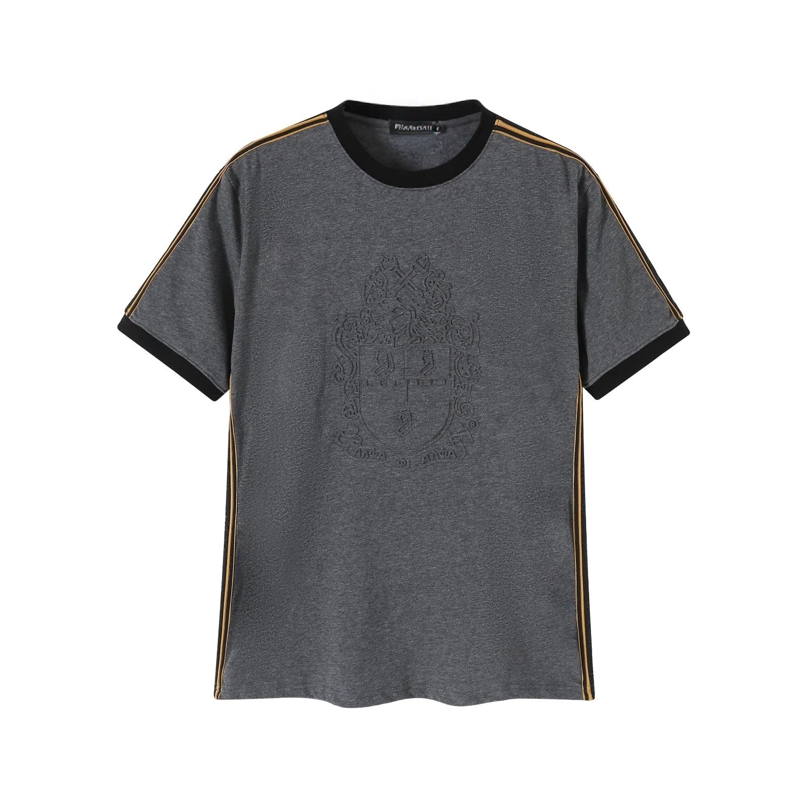 Alpha Gray Tapered Premium Crest Shirt 3 - Pack – Luxury Embossed Tonal Athletic Bundle (True to Size)