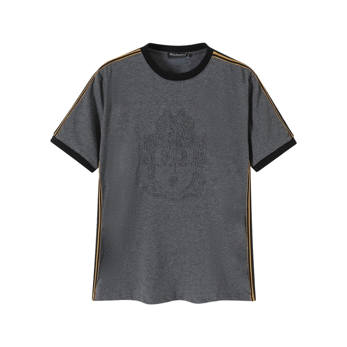 Alpha Gray Tapered Premium Crest Shirt 3 - Pack – Luxury Embossed Tonal Athletic Bundle (True to Size)