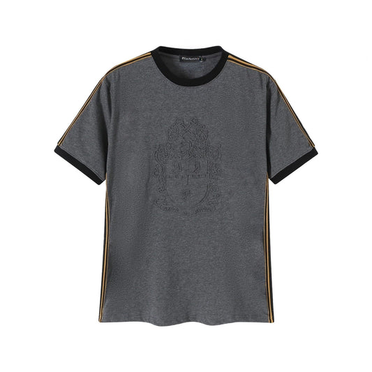 Alpha Gray Tapered Premium Crest Shirt 3 - Pack – Luxury Embossed Tonal Athletic Bundle (True to Size)