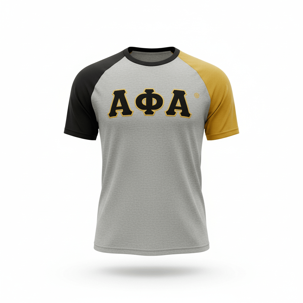 Alpha Grey Opposite Sleeve Premium Raglan Shirt 5 - Pack – Luxury Embroidered Greek Letter Bundle (True to Size)