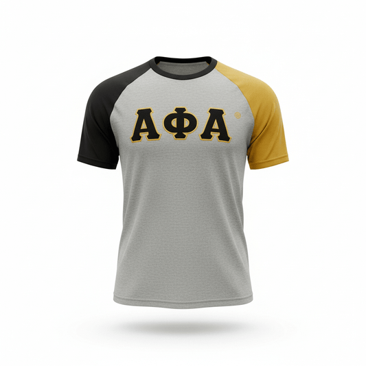 Alpha Grey Opposite Sleeve Premium Raglan Shirt 5 - Pack – Luxury Embroidered Greek Letter Bundle (True to Size)