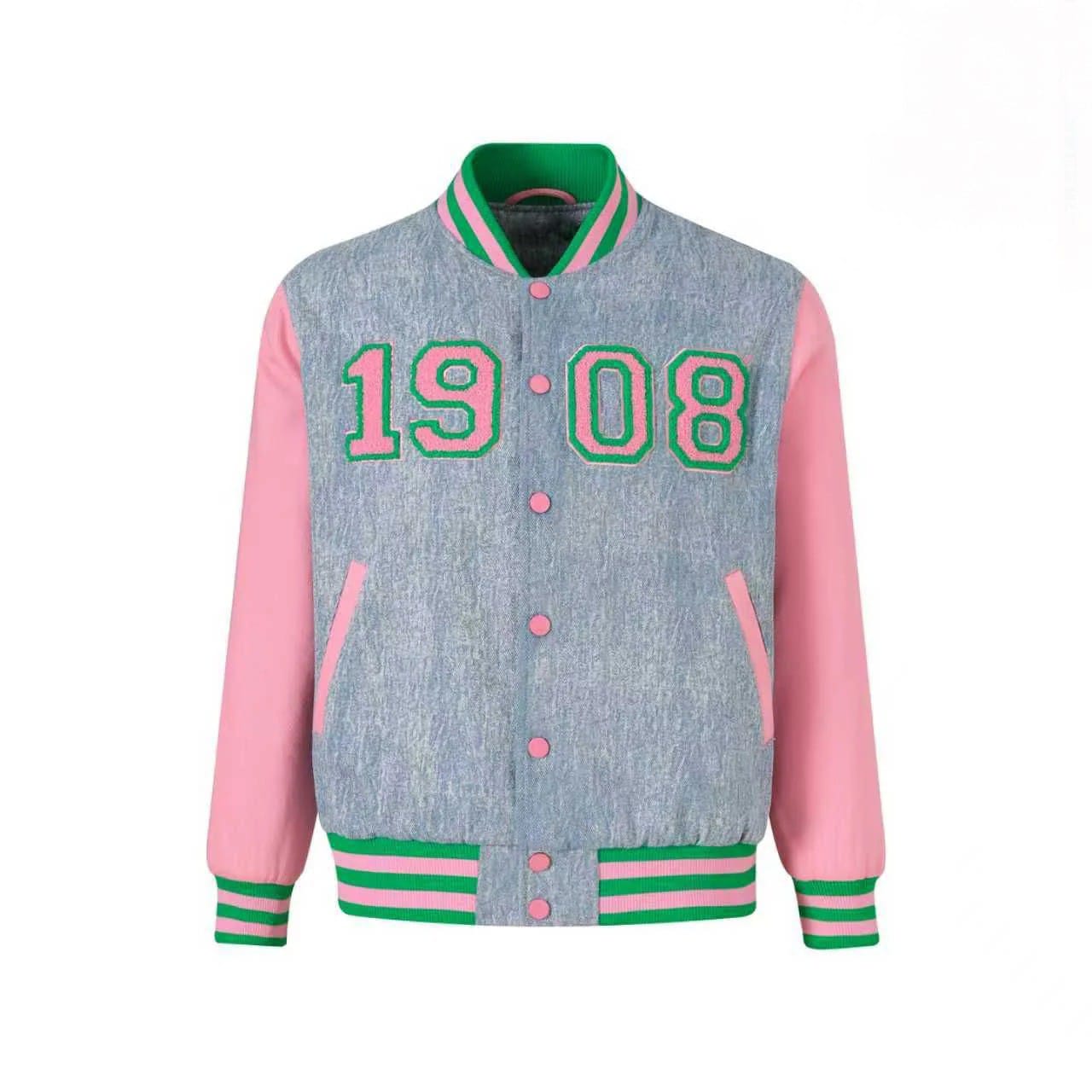 Alpha Kappa Alpha AKA Bomber Jacket Denim - Unisex Fit 1908 Sorority