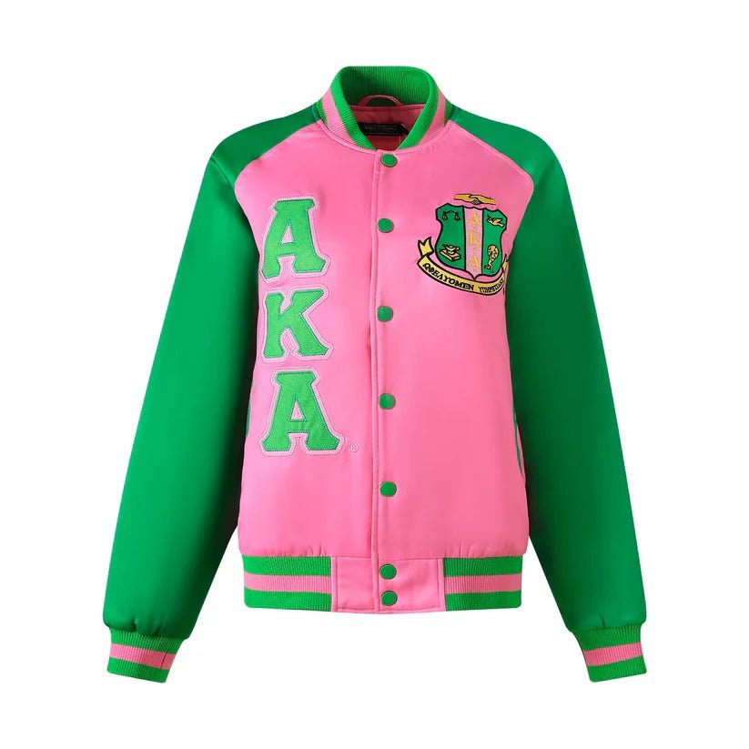 Alpha Kappa Alpha AKA Bomber Jacket Pink Satin - Sorority