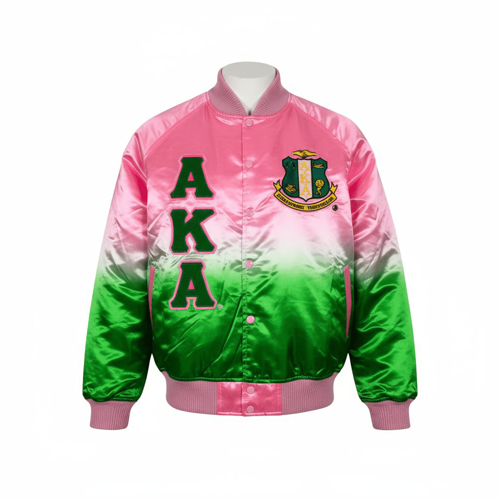 Alpha Kappa Alpha AKA Ombré Satin Bomber Jacket - Sorority