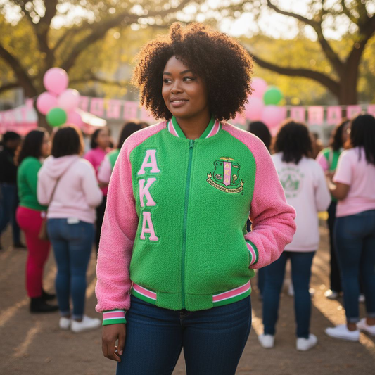 Alpha Kappa Alpha AKA Reversible Sherpa Bomber Jacket - Unisex Fit Sorority