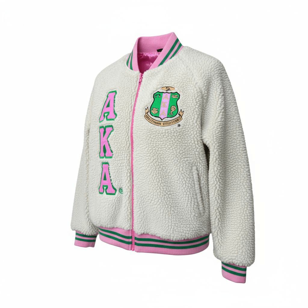 Alpha Kappa Alpha AKA Sherpa Bomber Jacket - Sorority