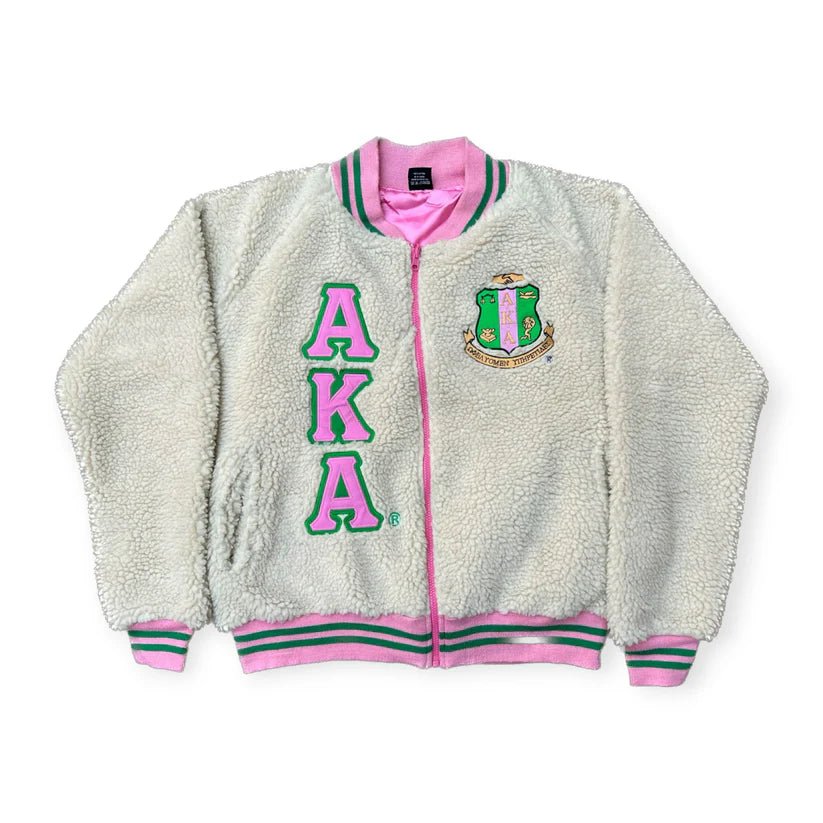 Alpha Kappa Alpha AKA Sherpa Bomber Jacket - Sorority