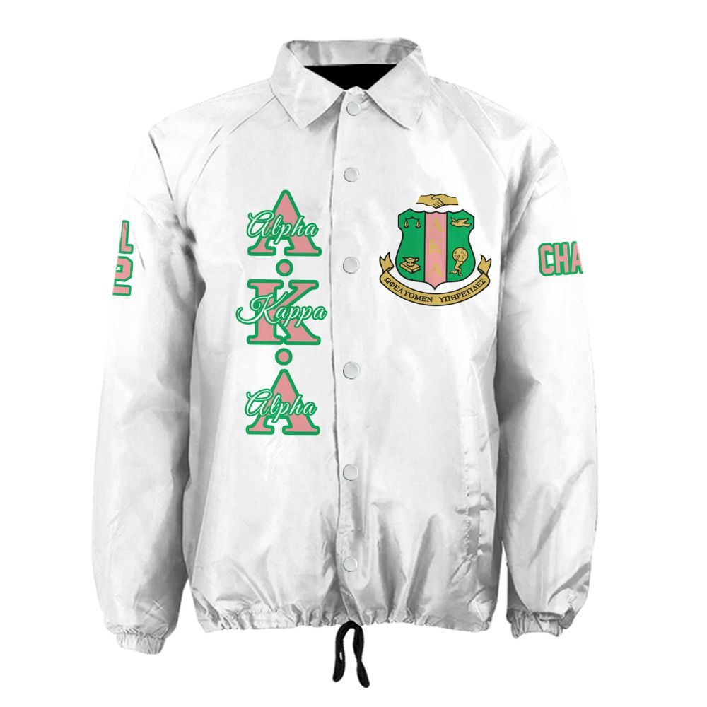 Alpha Kappa Alpha Signature Coach Jacket – Custom Embroidered Greek Letter Jacket