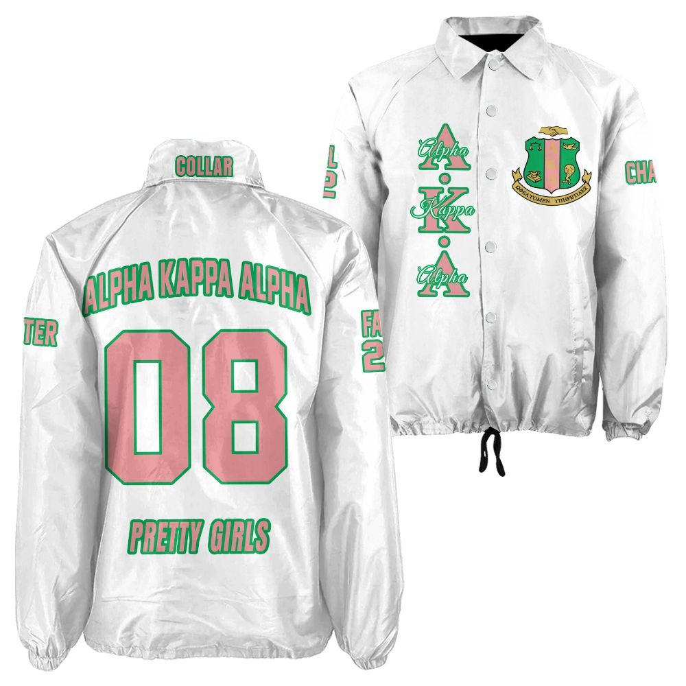 Alpha Kappa Alpha Signature Coach Jacket – Custom Embroidered Greek Letter Jacket