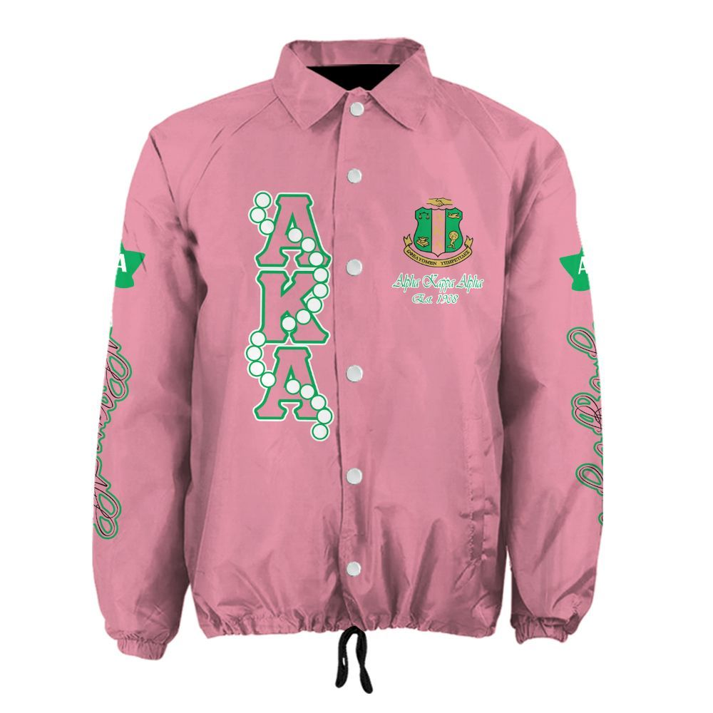 Alpha Kappa Alpha "Signature Pink" Coach Jacket – Custom Crest & Line Embroidered Edition