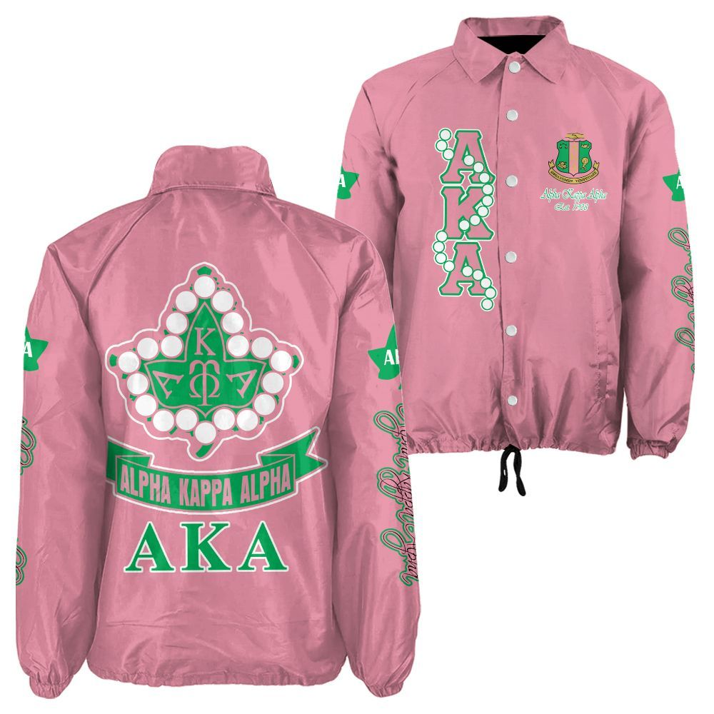 Alpha Kappa Alpha "Signature Pink" Coach Jacket – Custom Crest & Line Embroidered Edition