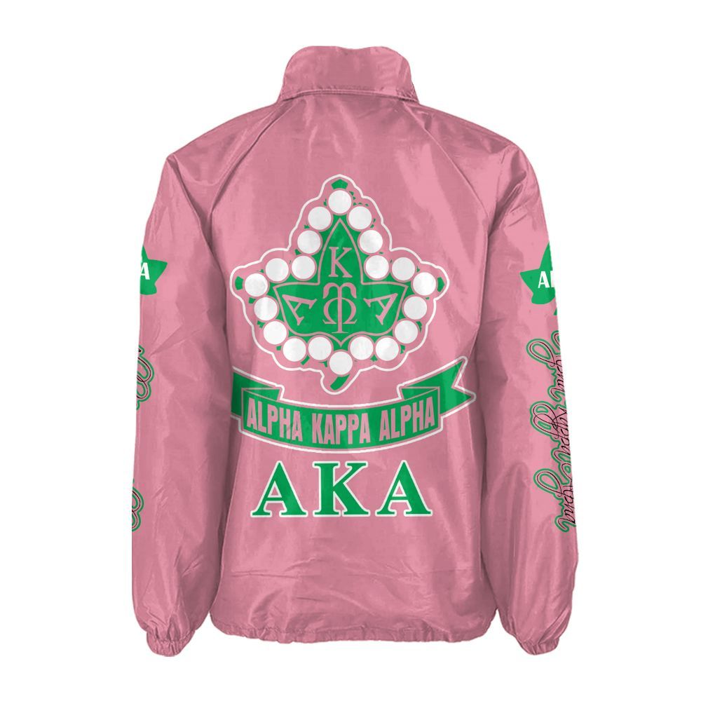 Alpha Kappa Alpha "Signature Pink" Coach Jacket – Custom Crest & Line Embroidered Edition