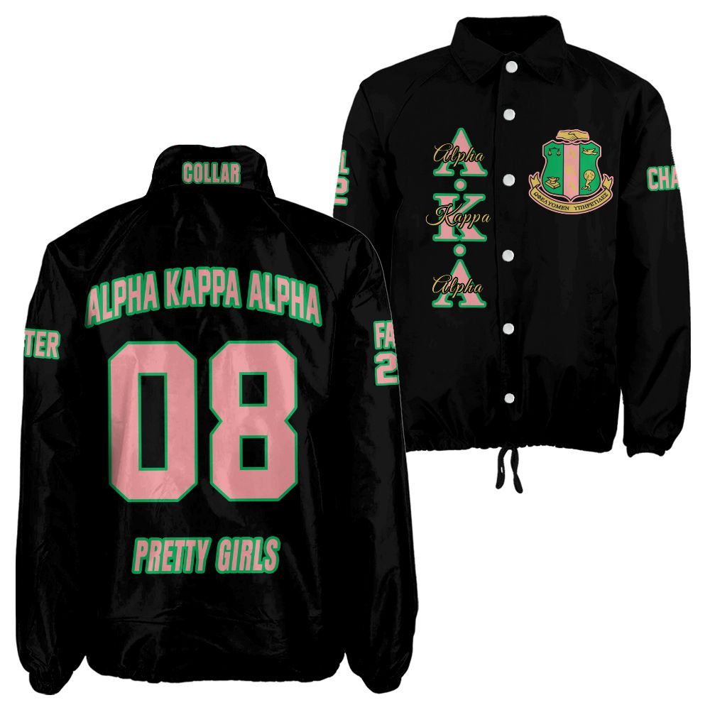 Alpha Kappa Alpha Sorority Crossing Jacket – Custom Crest & Name Embroidered Coach Jacket