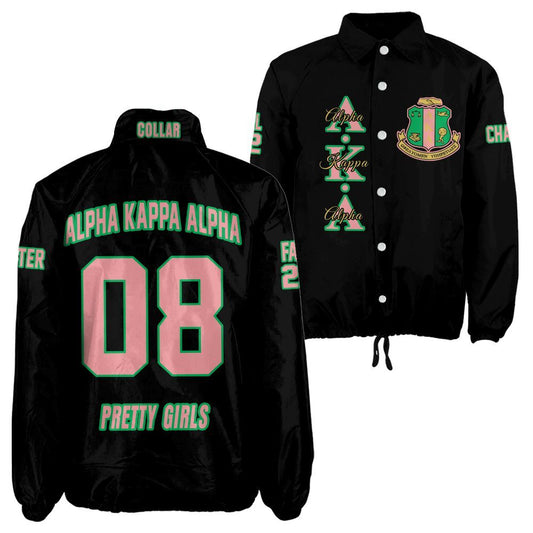 Alpha Kappa Alpha Sorority Crossing Jacket – Custom Crest & Name Embroidered Coach Jacket