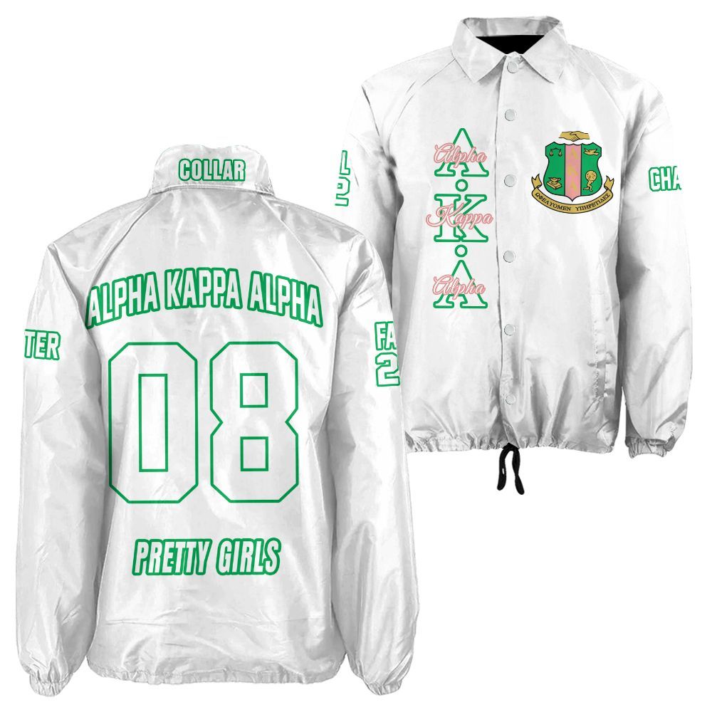 Alpha Kappa Alpha White Coach Jacket – Custom Embroidered AKA Crossing Jacket