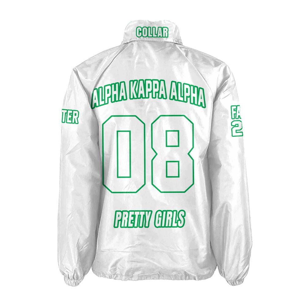 Alpha Kappa Alpha White Coach Jacket – Custom Embroidered AKA Crossing Jacket
