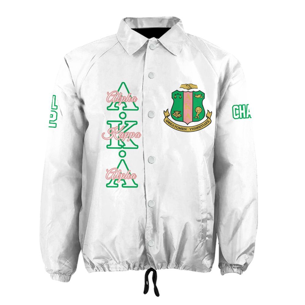 Alpha Kappa Alpha White Coach Jacket – Custom Embroidered AKA Crossing Jacket