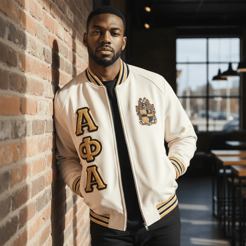 Alpha Neutral Chenille Varsity Fleece – 2 Piece Bundle Premium Full - Zip (Cream & Gold)