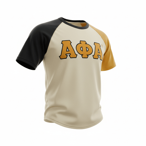 Alpha Neutral Opposite Sleeve Premium Raglan Shirt 5 - Pack – Luxury Embroidered Greek Letter Bundle (True to Size)