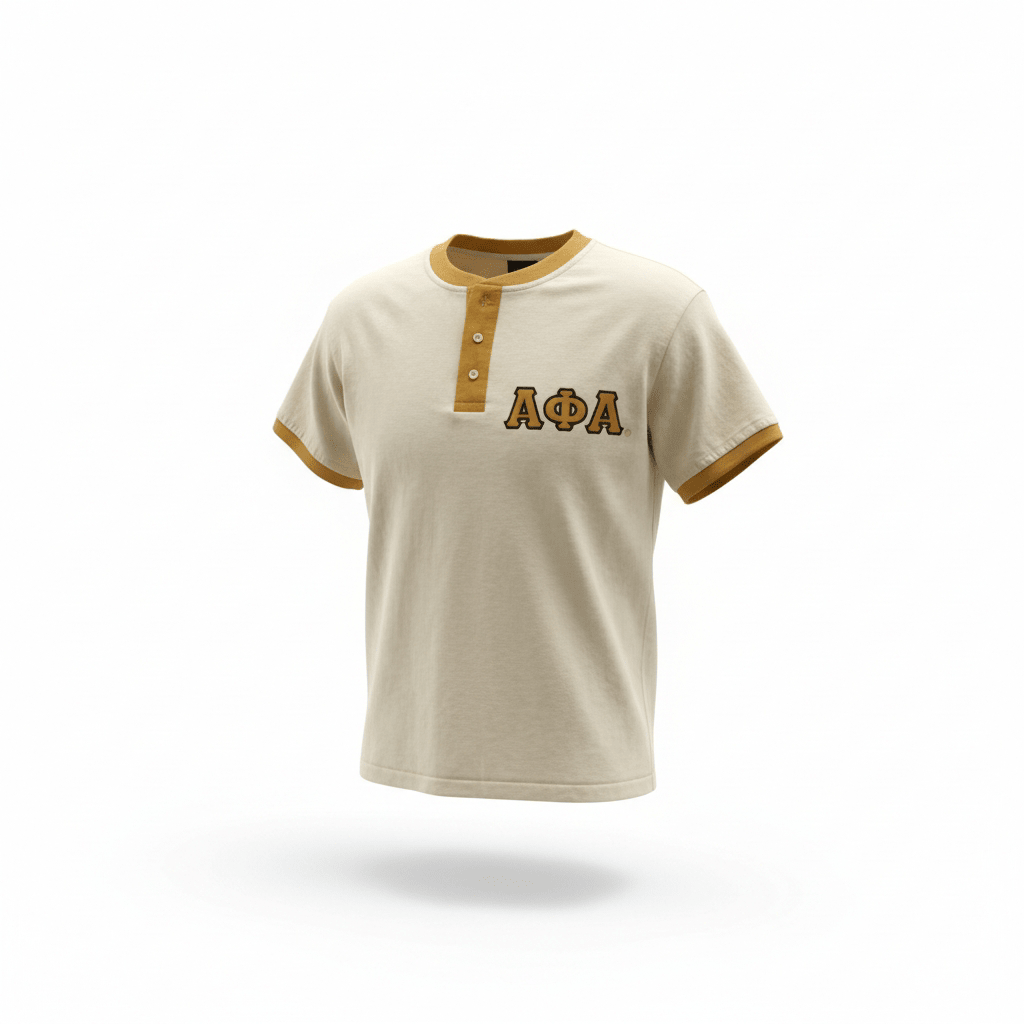 Alpha Neutral Premium Henley Shirt – Luxury 3 - Button Cotton Embroidered Heritage Tee (True to Size)