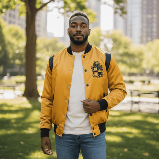 Alpha Phi Alpha Bomber Jacket Gold & Black Satin - Premium Finish Fraternity Streetwear