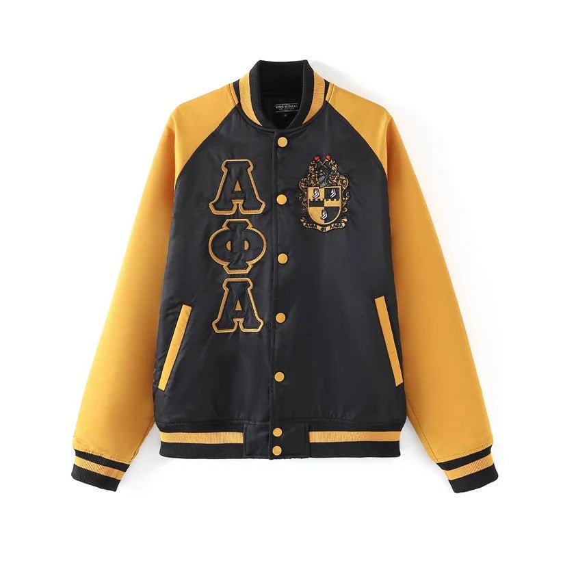 Alpha Phi Alpha Bomber Jacket Nylon - Custom Lining Embroidered Logos Fraternity
