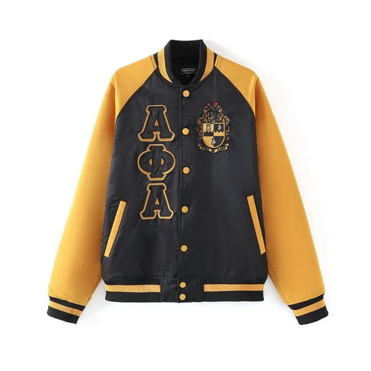 Alpha Phi Alpha Bomber Jacket Nylon - Custom Lining Embroidered Logos Fraternity