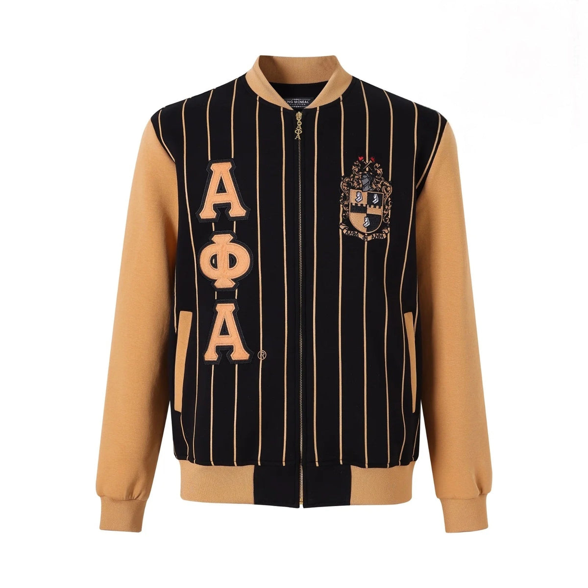 Alpha Pinstripe Tech Track Jacket – 2 - Piece Performance Bundle (Black & Gold)