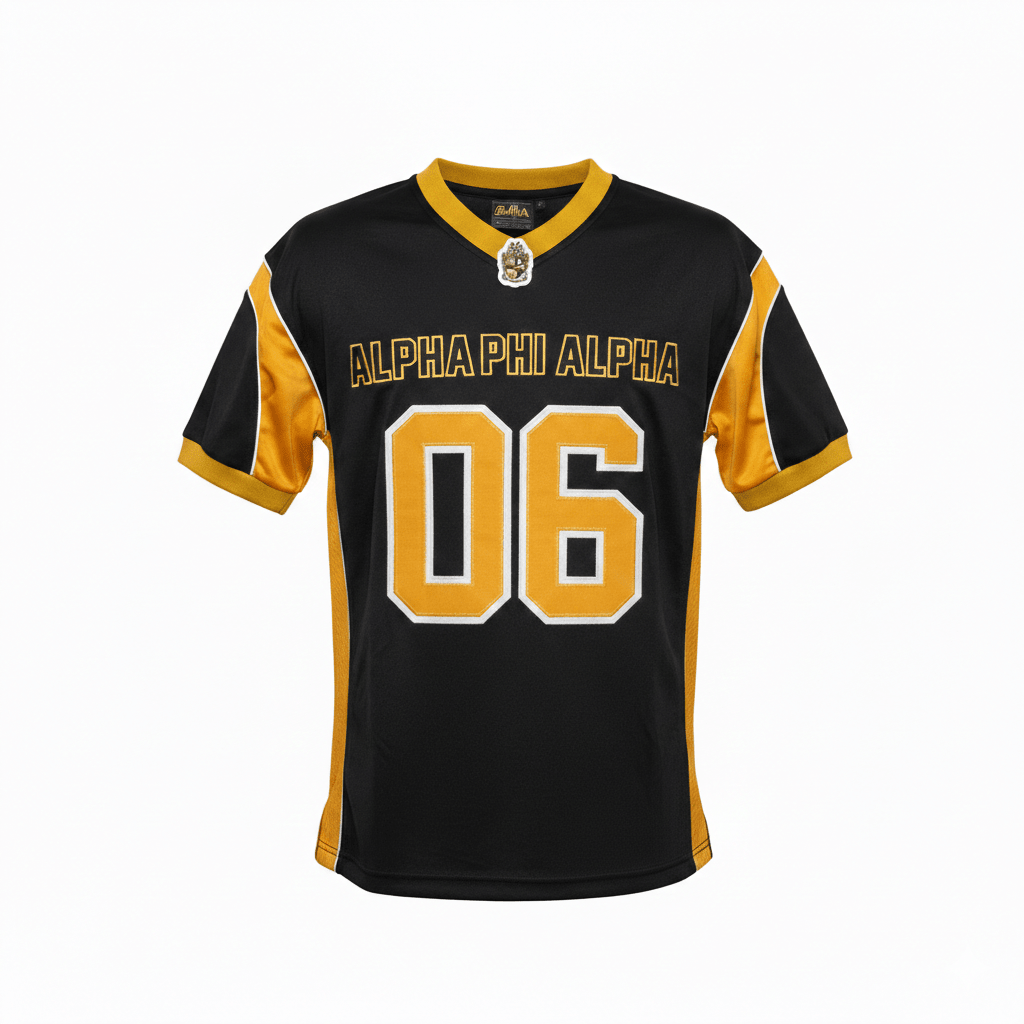 Alpha Premium Black Football Jersey 3 - Pack – Luxury Embroidered Old Gold Athletic Bundle (True to Size)