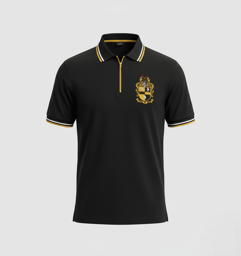 Alpha Premium Polo Shirt Zip 3 - Pack – Luxury Embroidered Black & Gray Performance Bundle (True to Size)