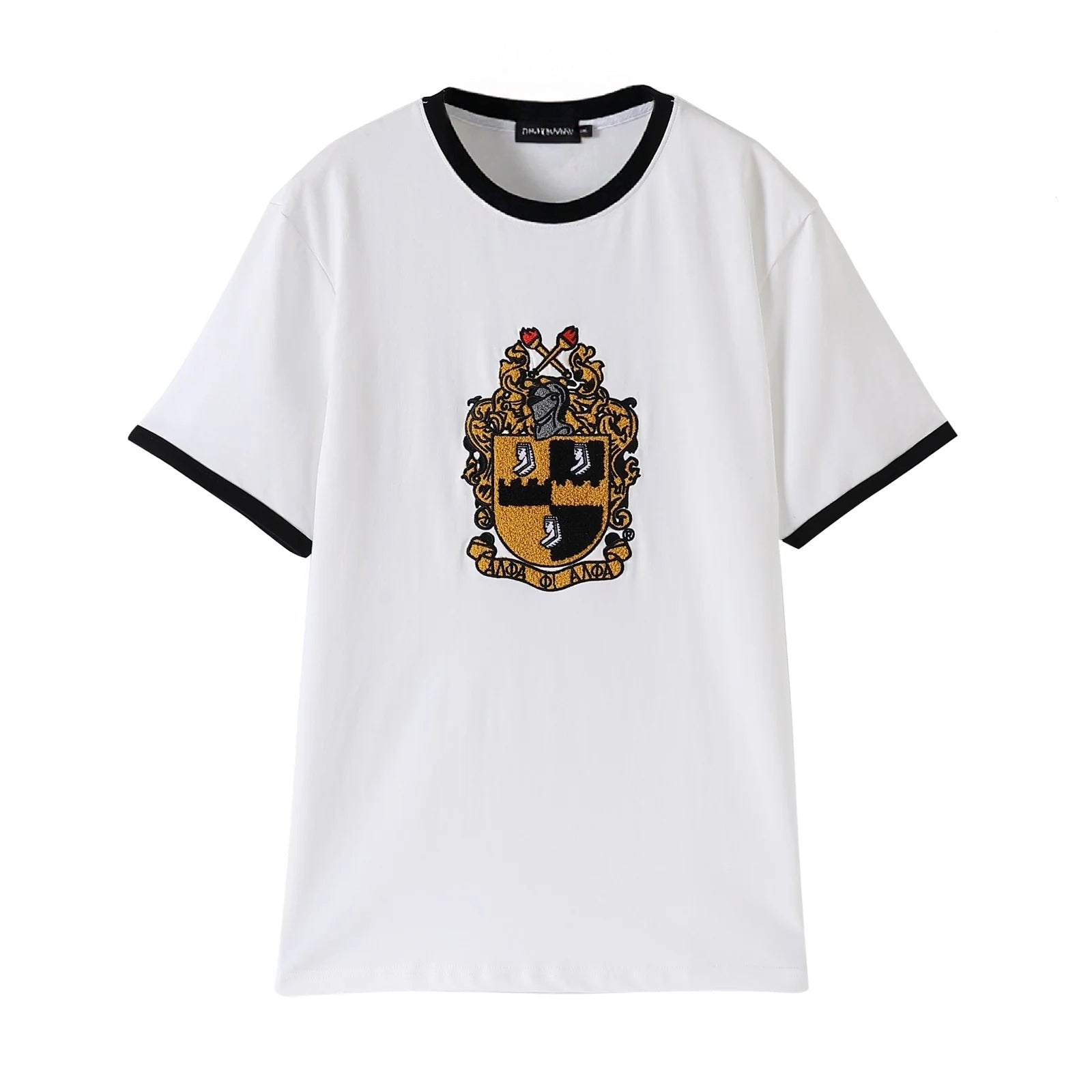 Alpha Premium White Chenille Crest Shirt 3 - Pack – Luxury 3D Stitched Heritage Logo Bundle (True to Size)