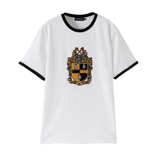 Alpha Premium White Chenille Crest Shirt 3 - Pack – Luxury 3D Stitched Heritage Logo Bundle (True to Size)