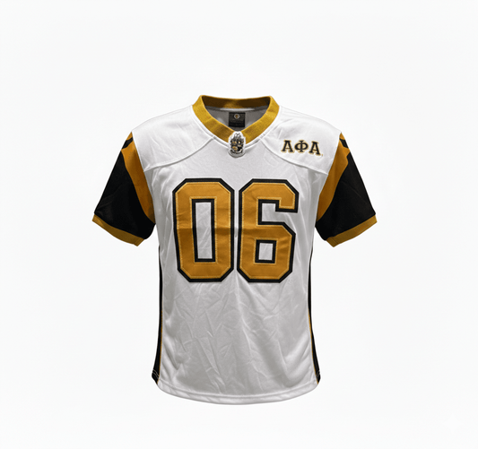 Alpha Premium White Football Jersey 3 - Pack – Luxury Embroidered Black & Old Gold Athletic Bundle (True to Size)