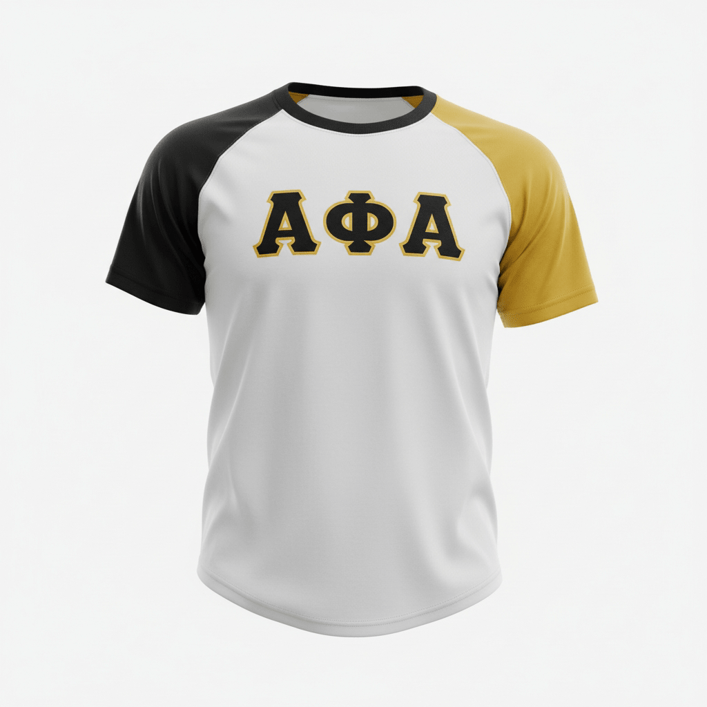 Alpha White Opposite Sleeve Premium Raglan Shirt 5 - Pack – Luxury Embroidered Greek Letter Bundle (True to Size)
