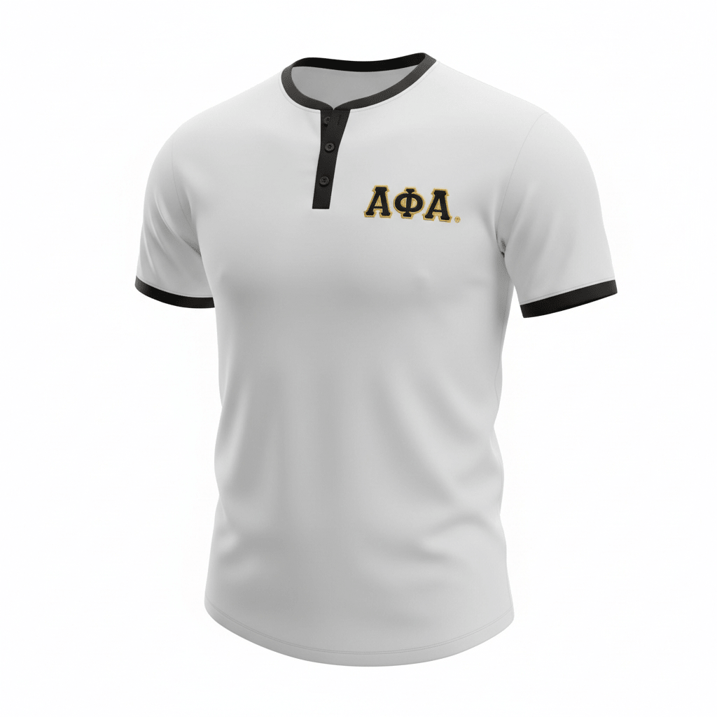 Alpha White Premium Henley Shirt 5 - Pack – Luxury 3 - Button Embroidered Cotton Bundle (True to Size)