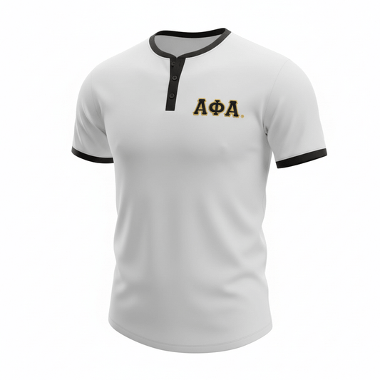 Alpha White Premium Henley Shirt 5 - Pack – Luxury 3 - Button Embroidered Cotton Bundle (True to Size)