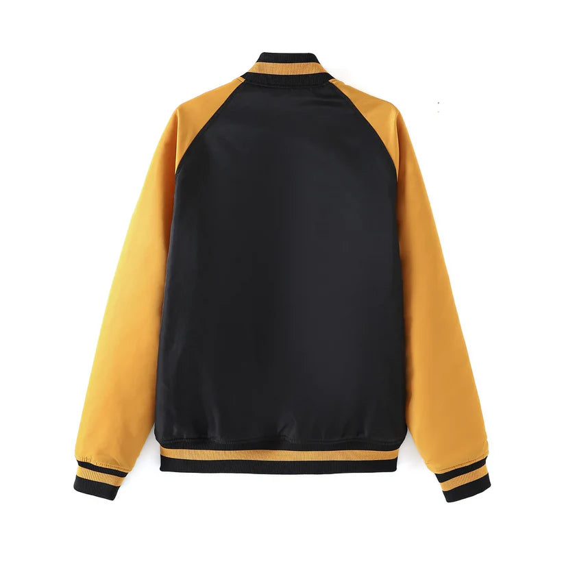 Durable Alpha Bomber Jacket featuring a premium nylon outer shell, custom lining, and high-quality embroidered logos.

