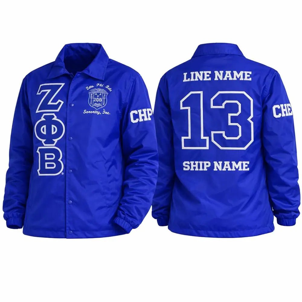 Blue Zeta Phi Beta Line Jacket Personalized Crossing Jacket | Custom D9