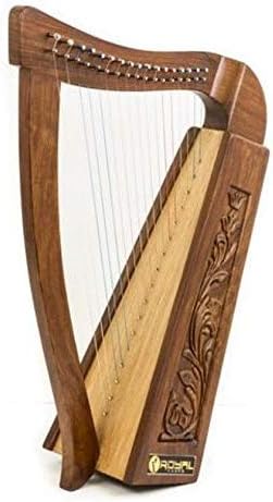 Brown 17 Strings Lever Harp with Bag, Tuner and Extra Strings