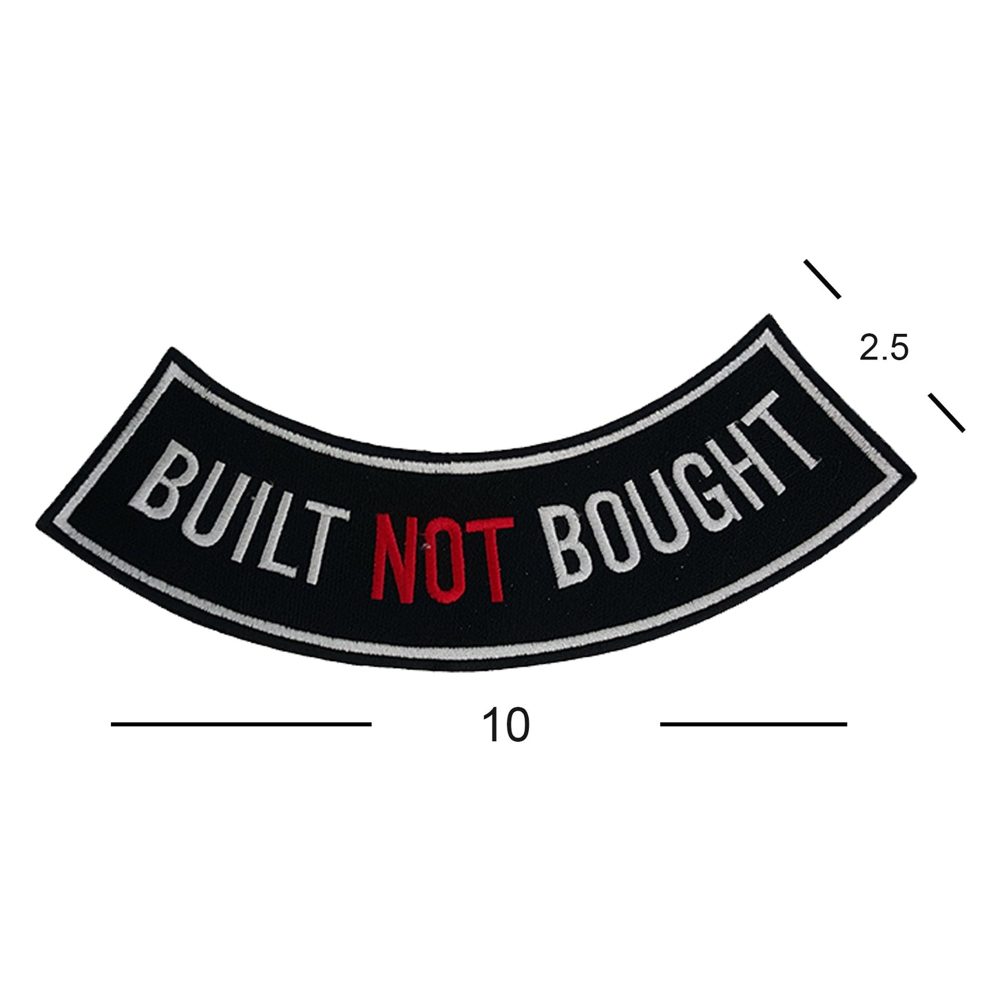 Built not Bought Iron On Sew On Bottom Rocker Large Back Patch for Jacket Vest