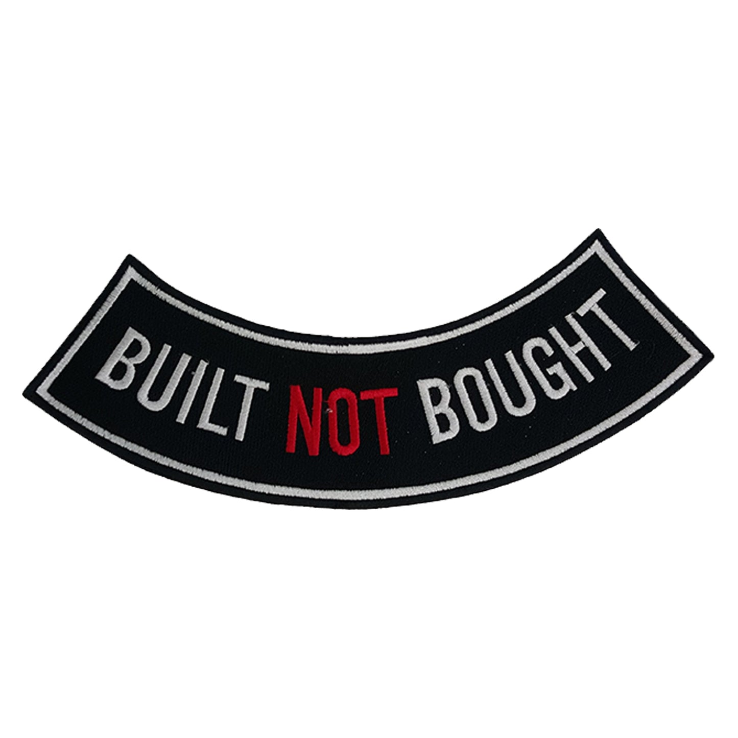 Built not Bought Iron On Sew On Bottom Rocker Large Back Patch for Jacket Vest