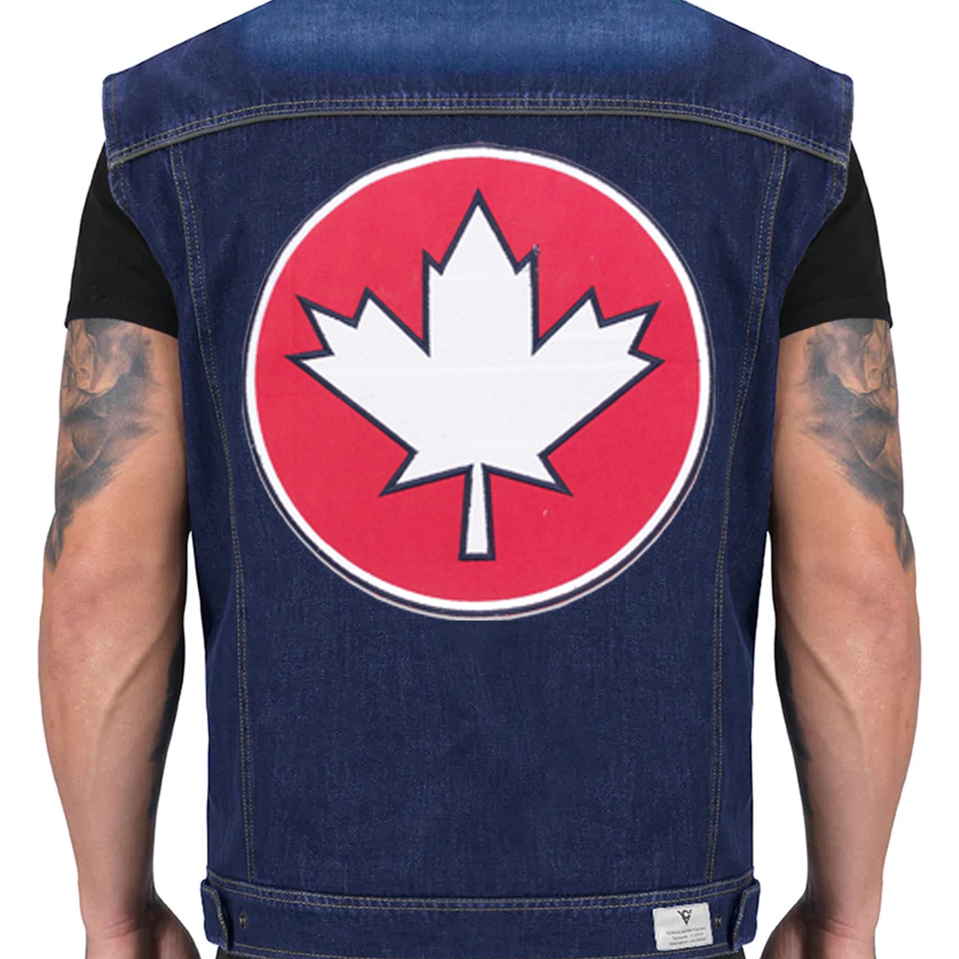 Canada Maple Leaf Round Center Back Patch - for Biker Vest Jacket Canadian