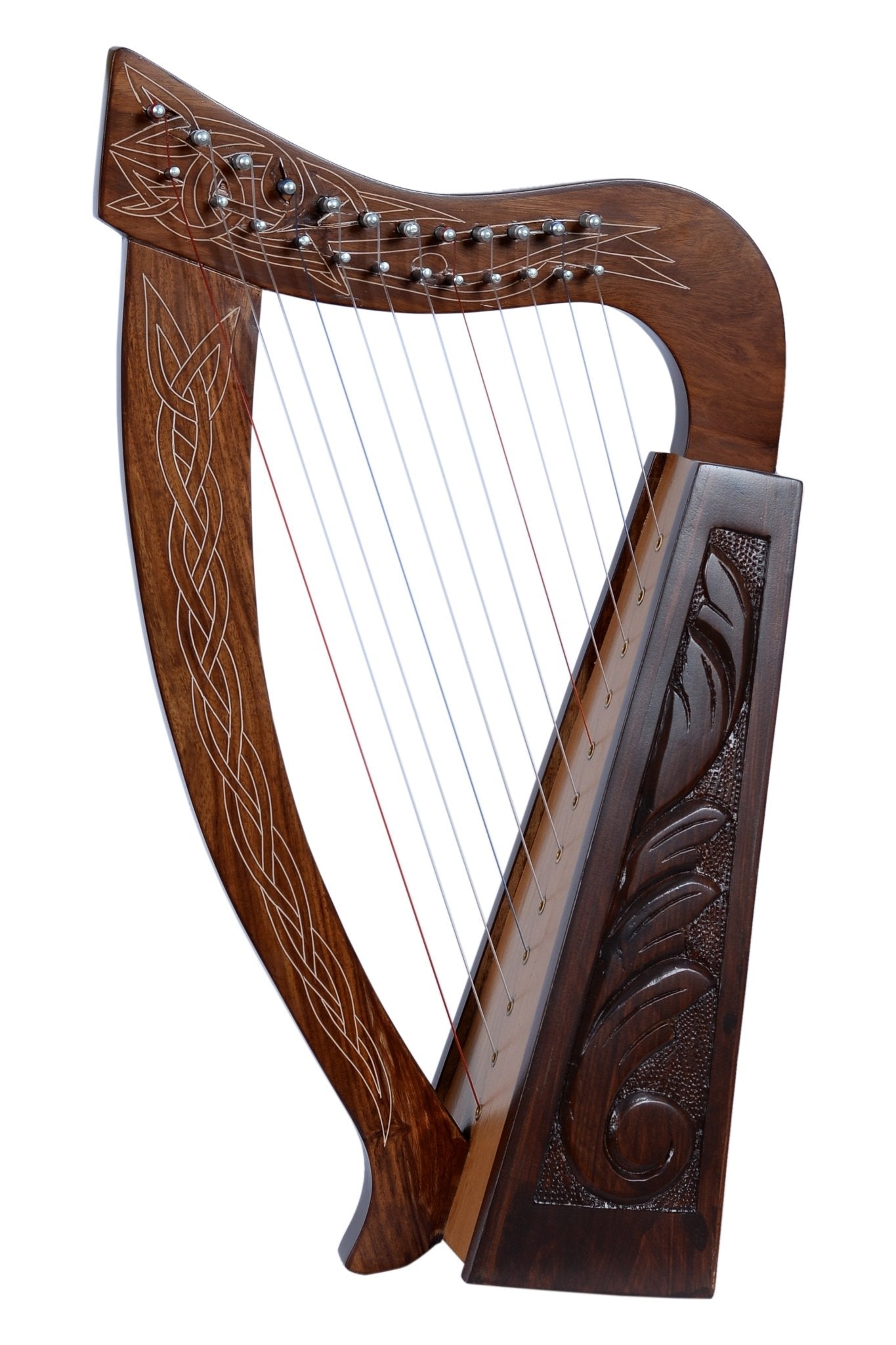 Celtic Harp 12 String Brown Mahogany Irish - w/ Bag, Extra Strings & Tuning Key