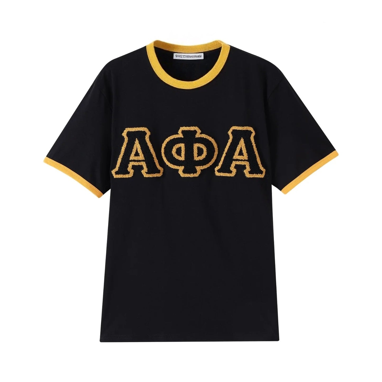 Chenille Alpha Black Ringer Shirt 3 - Pack – Luxury 3D Stitched Old Gold Heritage Bundle (True to Size)